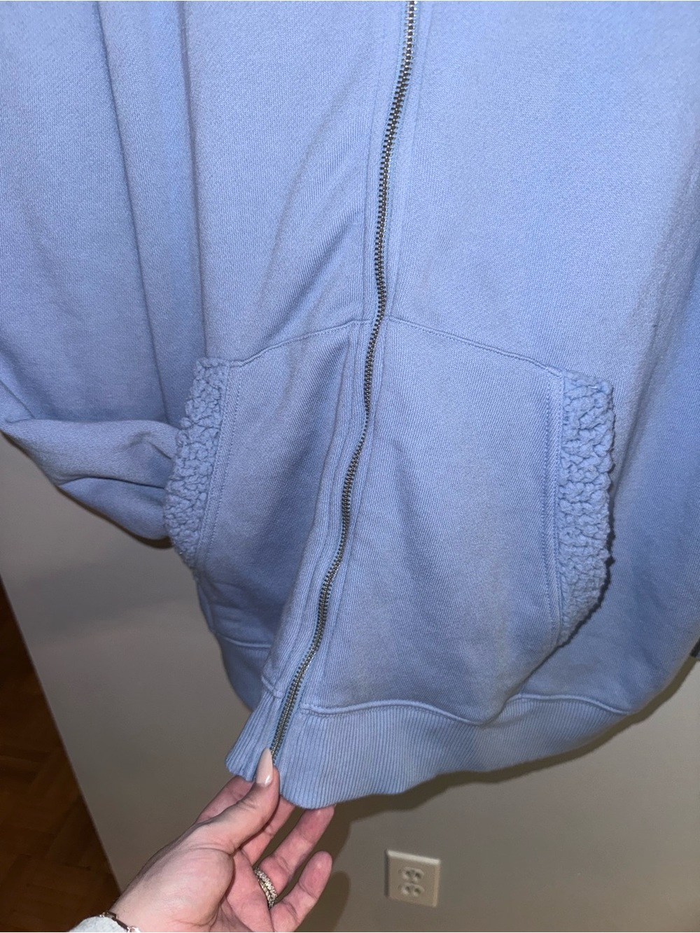 aerie Light Blue Sherpa-Lined Zip Hoodie - Picture 4 of 5